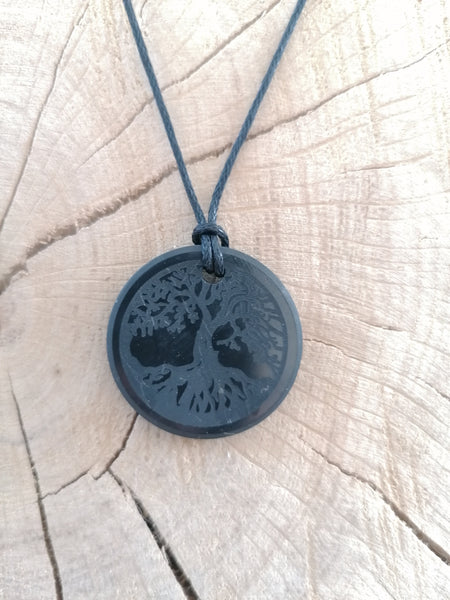 Shungite Arbre de Vie - Collier en cordon