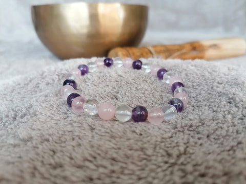 Améthyste / Cristal de Roche / Quartz Rose - Bracelet