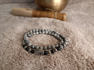 Jaspe Gris / Onyx - Bracelet Homme